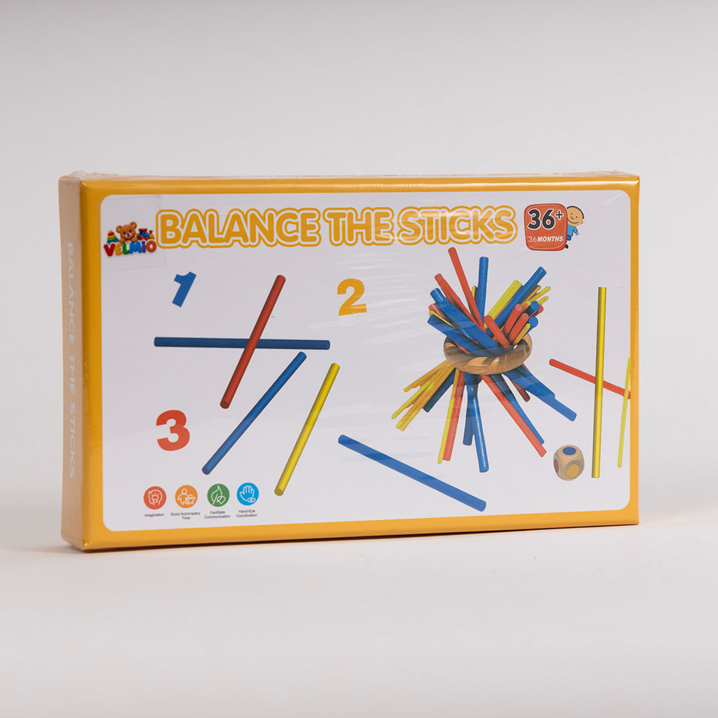 Velmio Houten Balansspel voor Kinderen – Balance Sticks – Behendigheidsspel met Gekleurde Stokjes – Educatief Familiespel – Vanaf 3 Jaar