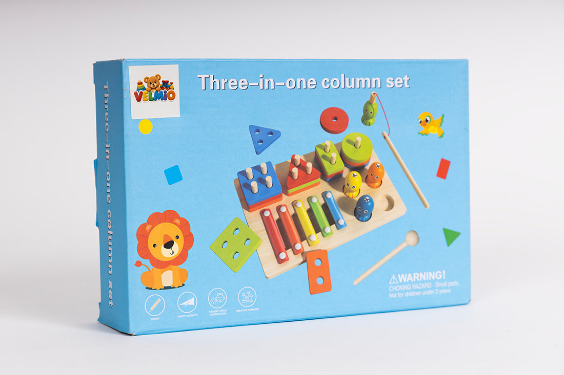 Houten 3-in-1 Activiteitenset voor Kinderen – Xylofoon, Hengelspel en Sorteerspel – Educatief Montessori Speelgoed – Vanaf 3 Jaar