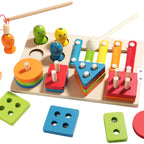 Houten 3-in-1 Activiteitenset voor Kinderen – Xylofoon, Hengelspel en Sorteerspel – Educatief Montessori Speelgoed – Vanaf 3 Jaar