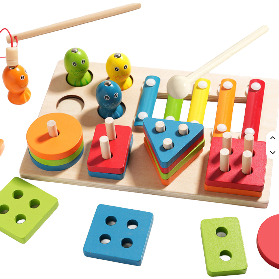 Houten 3-in-1 Activiteitenset voor Kinderen – Xylofoon, Hengelspel en Sorteerspel – Educatief Montessori Speelgoed – Vanaf 3 Jaar