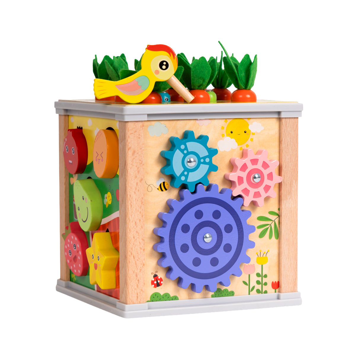 Houten Activiteitenkubus 6-in-1 – Montessori Speelgoed – Activity Cube met Motoriekspel – Educatief Houten Speelgoed vanaf 3 Jaar