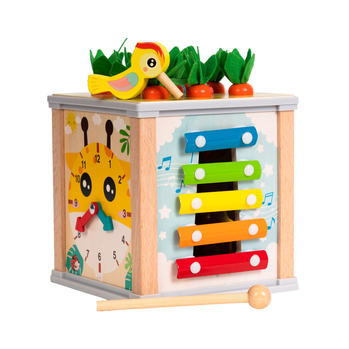Houten Activiteitenkubus 6-in-1 – Montessori Speelgoed – Activity Cube met Motoriekspel – Educatief Houten Speelgoed vanaf 3 Jaar