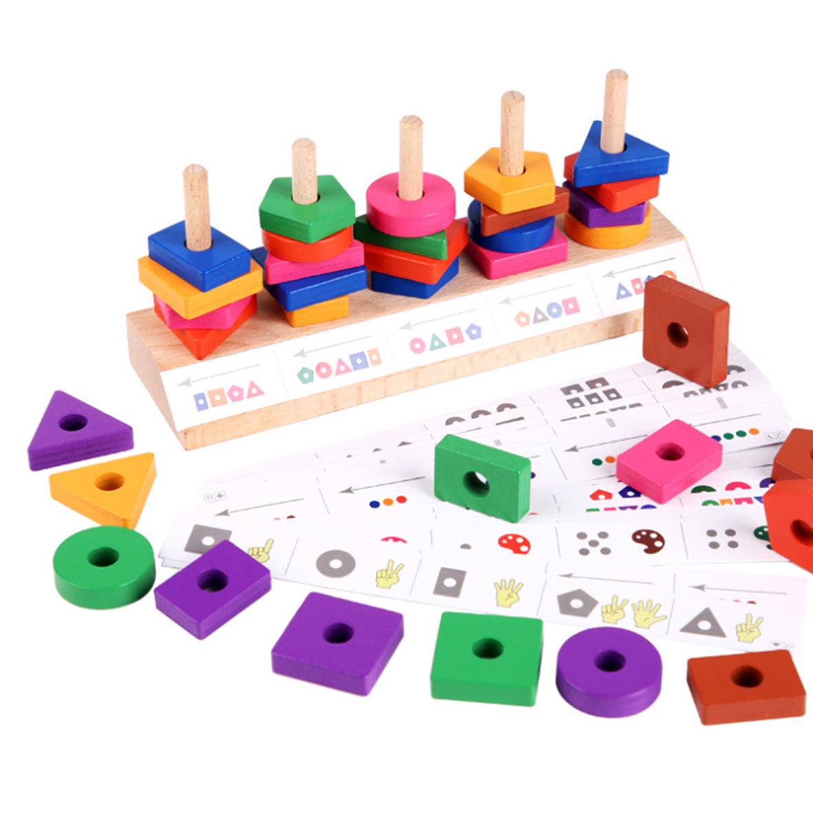 Houten Sorteerpuzzel voor Kinderen – Kleuren en Vormen Matchen – Educatief Montessori Spel – Geheugen- en Denkspel – Vanaf 3 Jaar