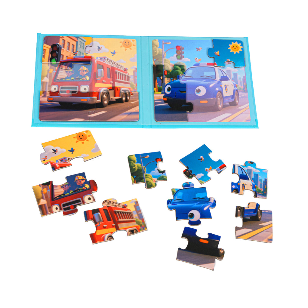 Velmio Magnetische Puzzel voor Kinderen – Brandweer & Politie – Educatief Reisspeelgoed – Vanaf 3 Jaar