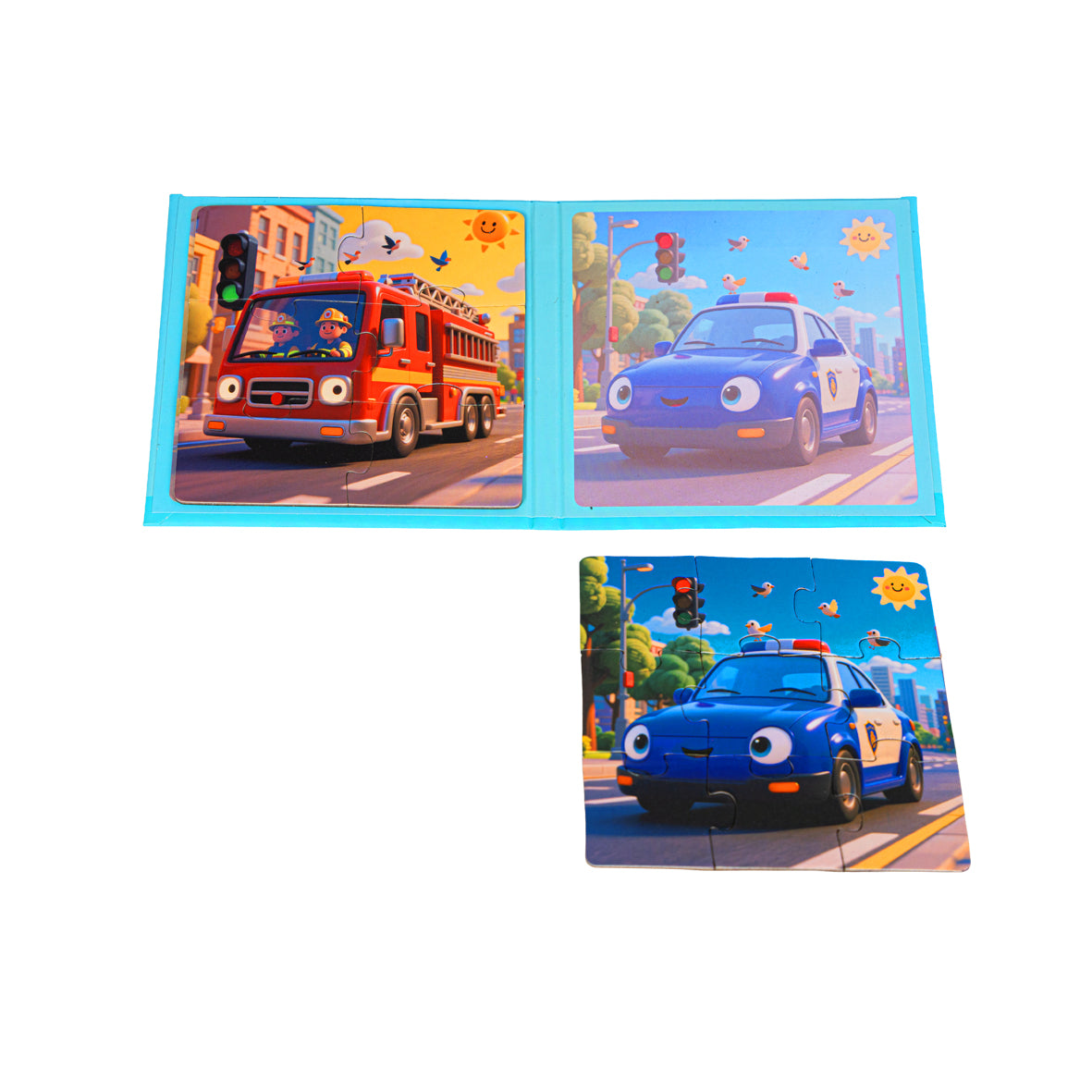 Velmio Magnetische Puzzel voor Kinderen – Brandweer & Politie – Educatief Reisspeelgoed – Vanaf 3 Jaar