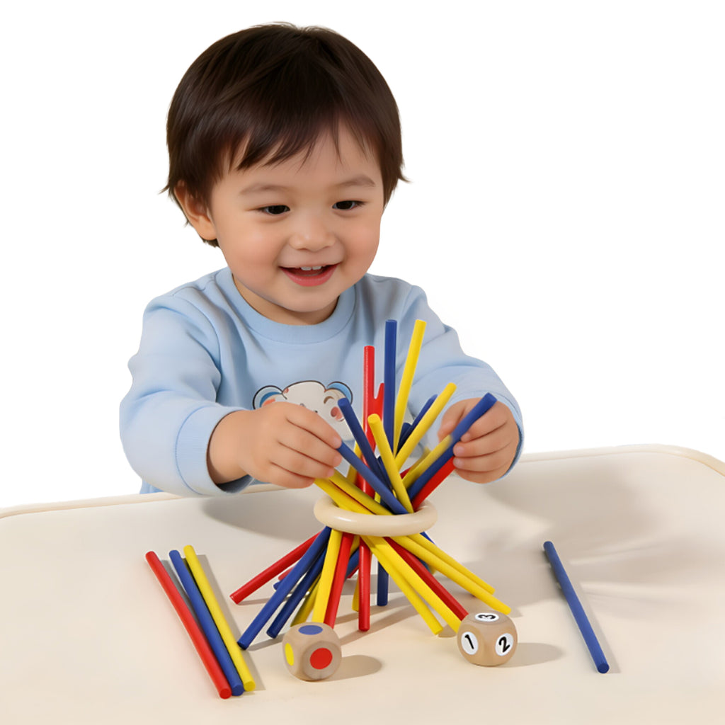 Velmio Houten Balansspel voor Kinderen – Balance Sticks – Behendigheidsspel met Gekleurde Stokjes – Educatief Familiespel – Vanaf 3 Jaar