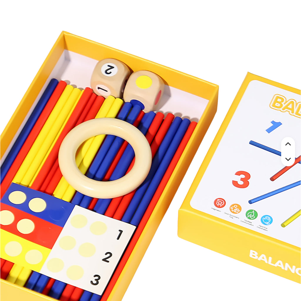 Velmio Houten Balansspel voor Kinderen – Balance Sticks – Behendigheidsspel met Gekleurde Stokjes – Educatief Familiespel – Vanaf 3 Jaar