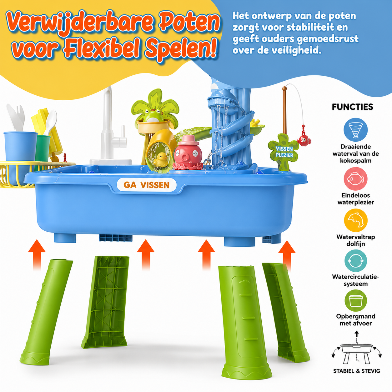 Basin Watertafel voor kinderen - Zand- en watertafel vanaf 3 jaar - Sensorisch speelgoed