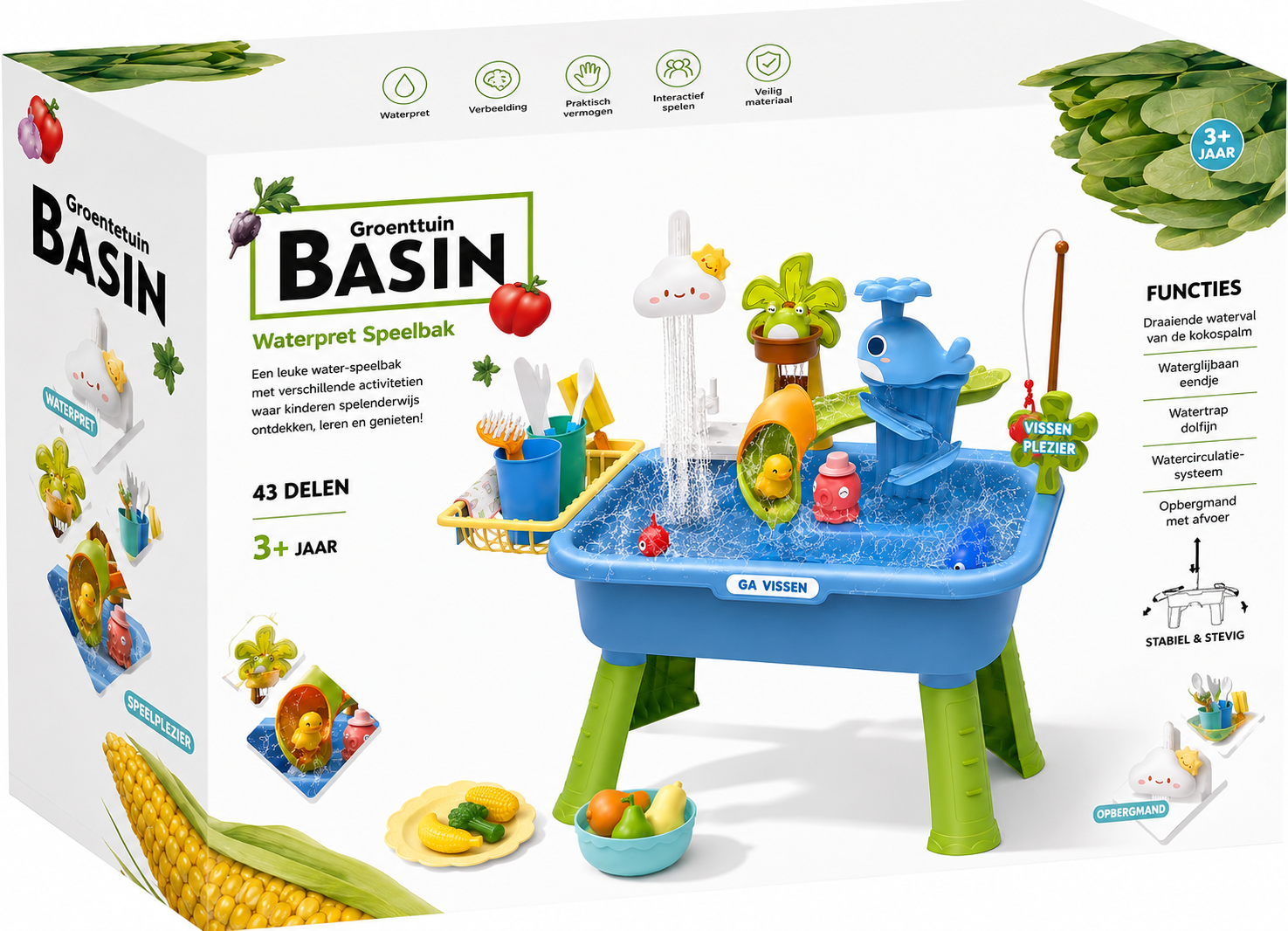 Basin Watertafel voor kinderen - Zand- en watertafel vanaf 3 jaar - Sensorisch speelgoed